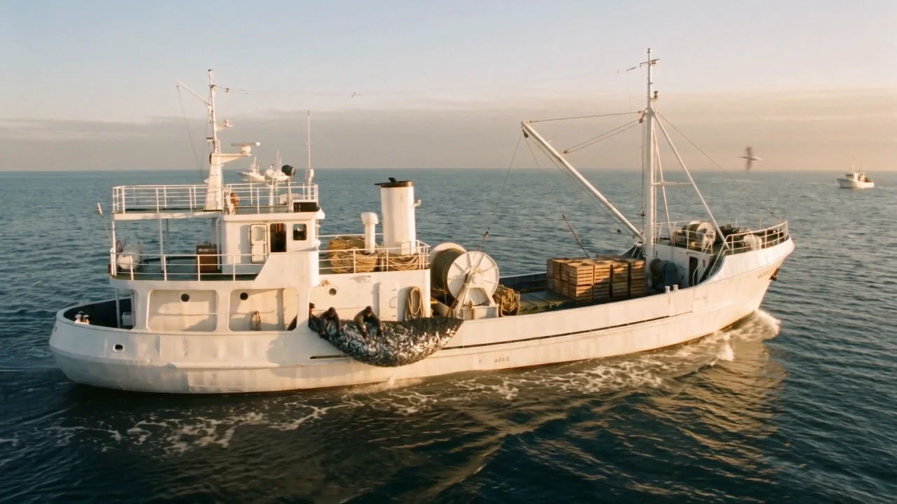 Ein Fischerboot auf dem zurückgekehrten Meer
