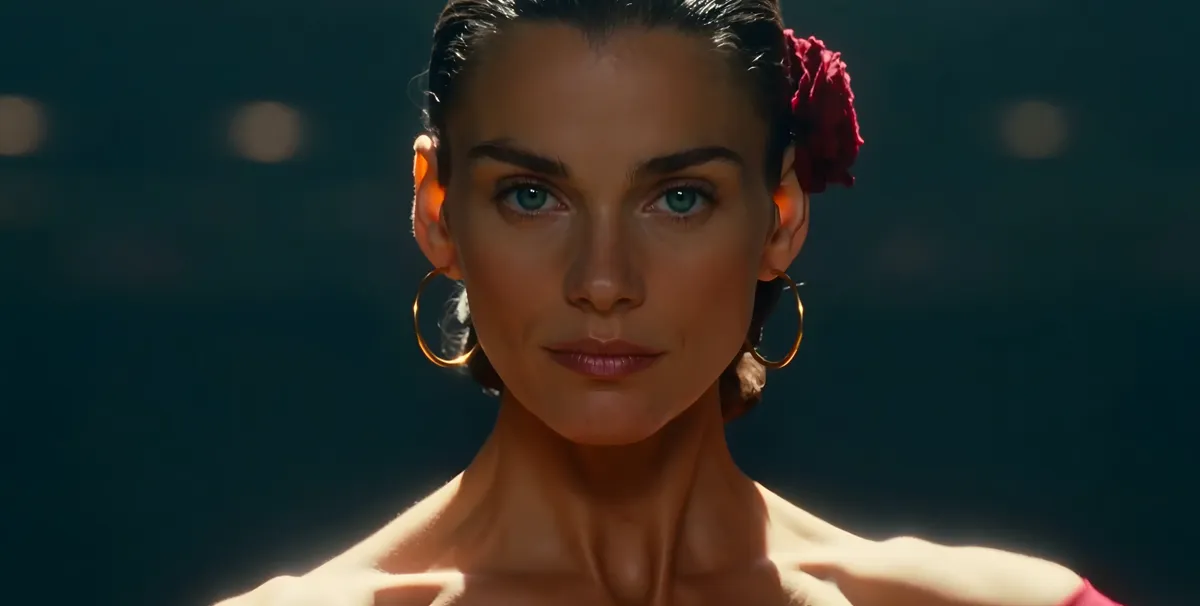 Lei, in rosso