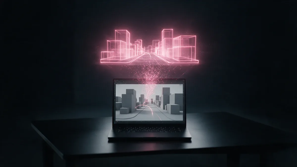 Higgsfield 的 MCP 桥接把 AI 助手连到 Blender：在聊天里搭出的场景以全息影像的样子浮在桌面上方
