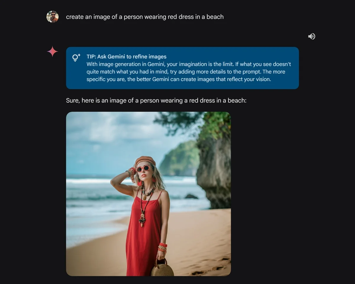 Interfaccia dell'app Gemini mentre genera un'immagine da un prompt in italiano